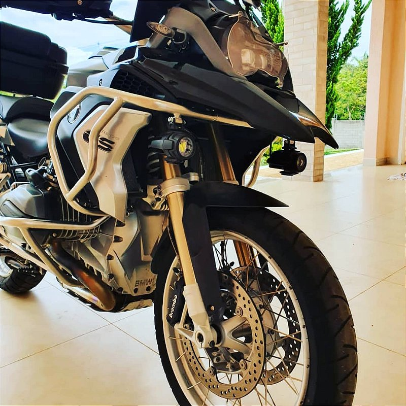 R1250 GS protetor carenagem inox farol milha detalhe fixacao MOTOTOP