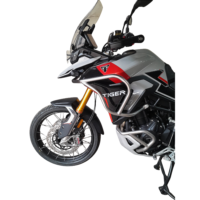 Tiger 900 protetor carenagem inox detalhe fixacao MOTOTOP