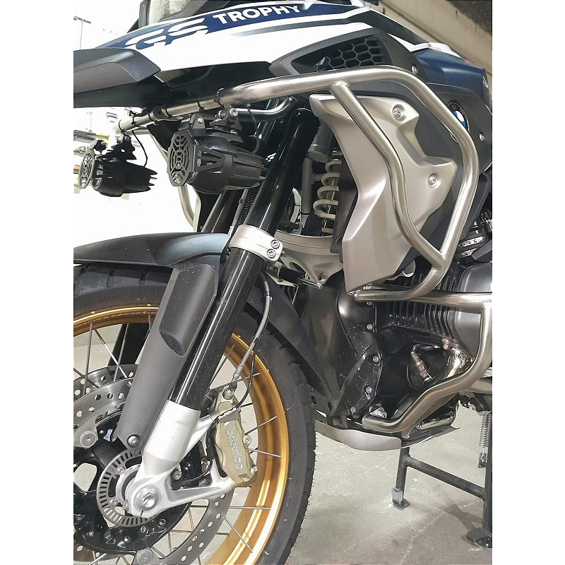 Protetor inox R1250 GS carenagem farol milha angulo diagonal MOTOTOP