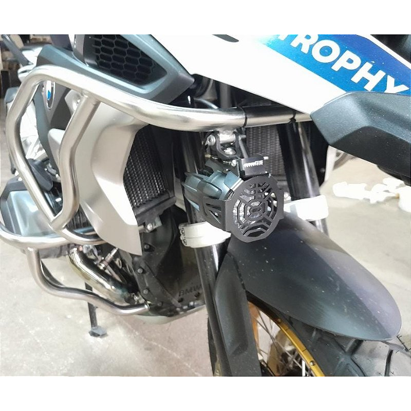 Protetor carenagem R1250 GS inox farol milha vista frontal MOTOTOP