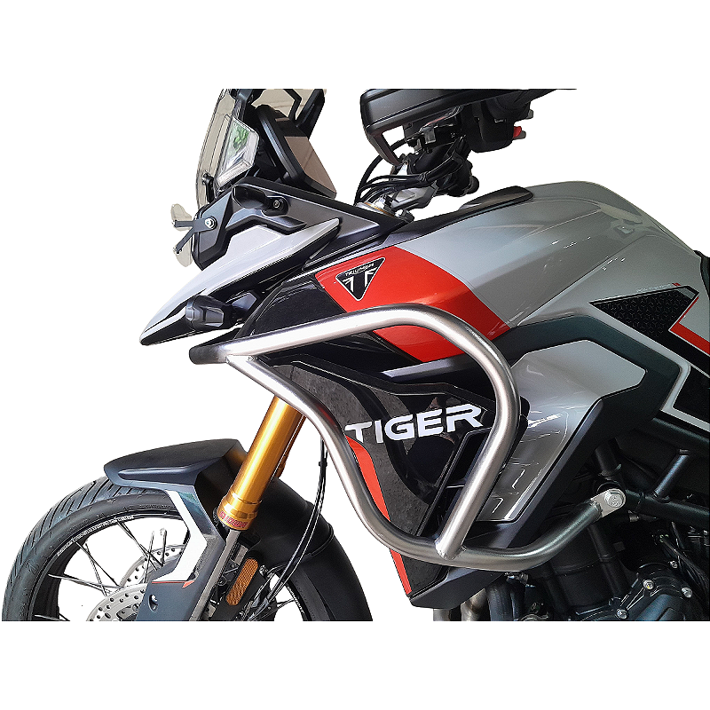 Protetor carenagem Tiger 900 inox angulo diagonal MOTOTOP