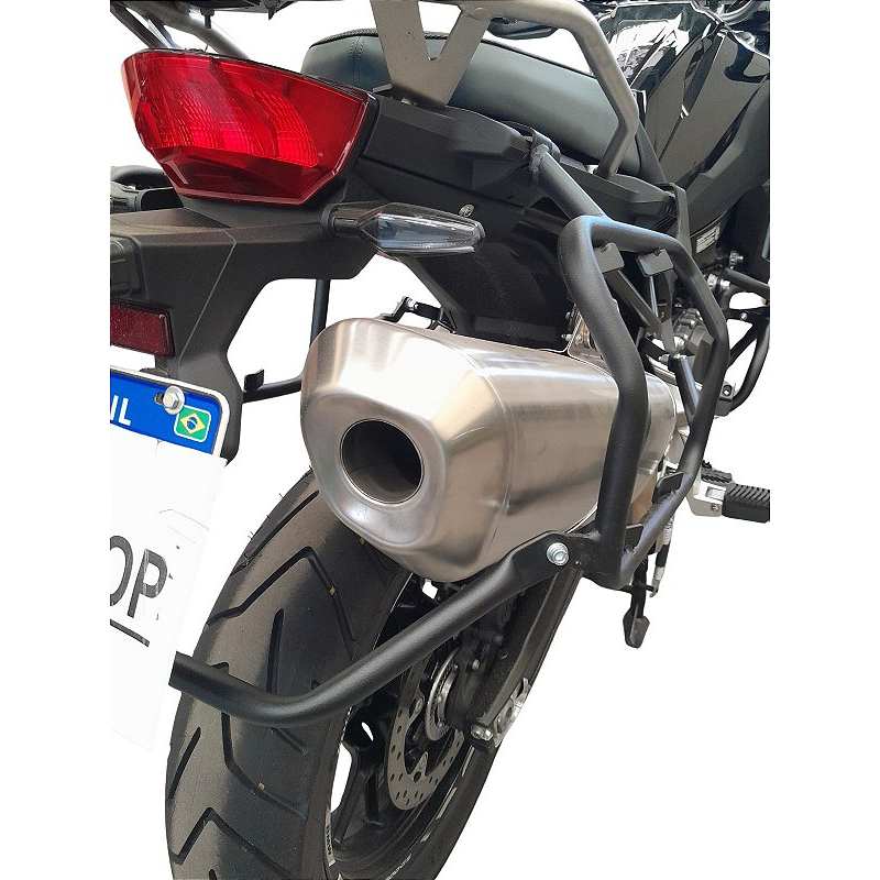 Suporte lateral F800 GS 2024 inox detalhe fixacao MOTOTOP