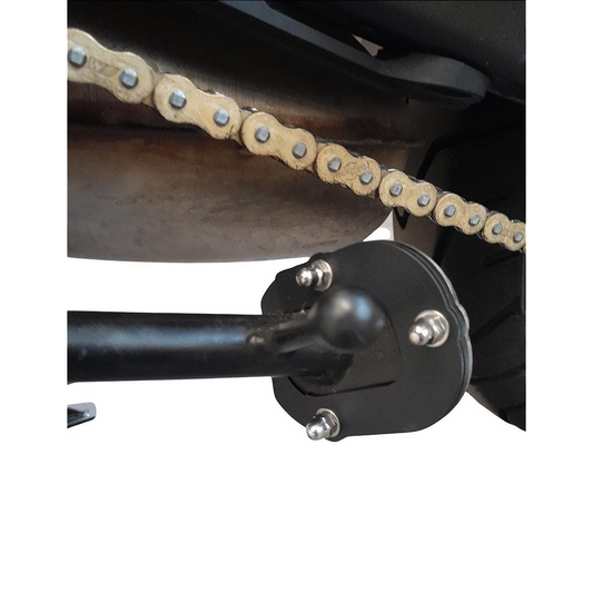 Ampliador descanso lateral F800 GS extensor pezinho detalhe fixacao MOTOTOP