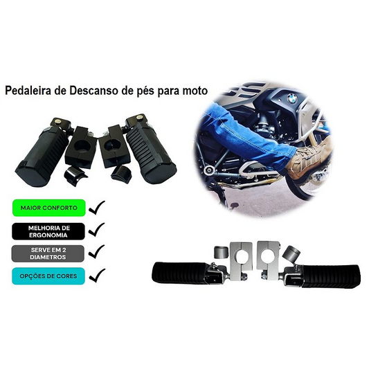 Pedaleira apoio pes moto vista frontal MOTOTOP