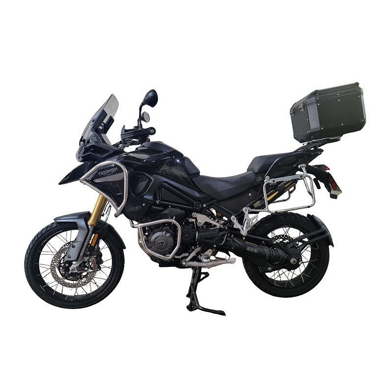 Protetor carenagem motor Tiger 1200 Rally Black Edition inox detalhe acabamento MOTOTOP