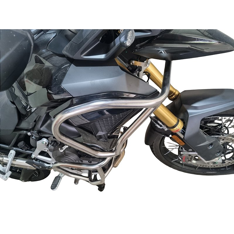 Protetor motor carenagem Tiger 1200 Rally Black Edition inox angulo diagonal MOTOTOP