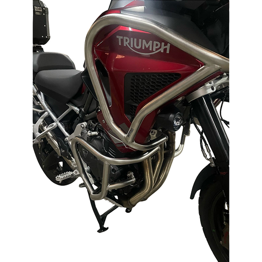 Protetor carenagem motor Tiger 1200 GT Pro inox vista frontal MOTOTOP