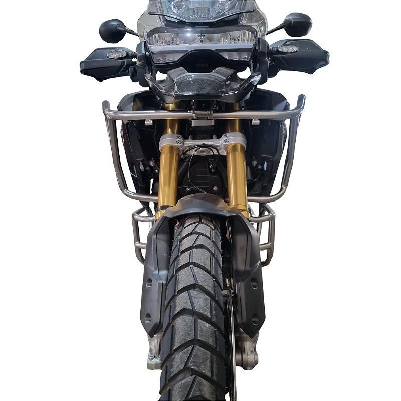 Tiger 1200 Rally Black Edition protetor motor carenagem inox detalhe fixacao MOTOTOP
