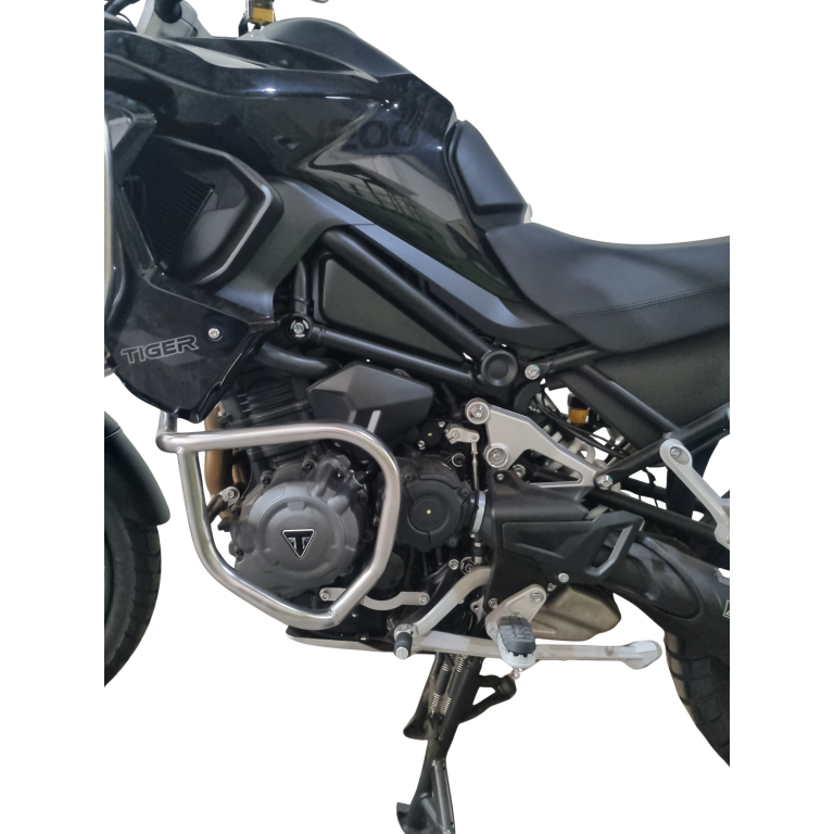 Protetor motor Tiger 1200 Black Edition inox eletropolido vista frontal MOTOTOP