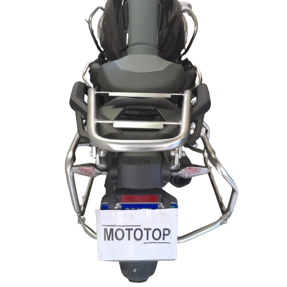 Suporte lateral traseiro R1300 GS inox vista frontal MOTOTOP