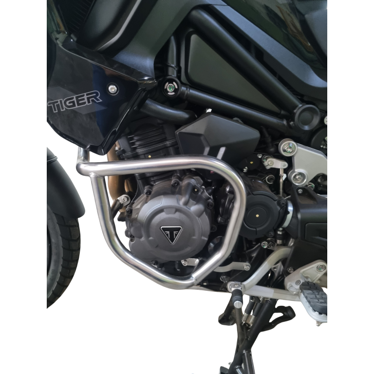 Protetor inox Tiger 1200 Black Edition motor angulo diagonal MOTOTOP