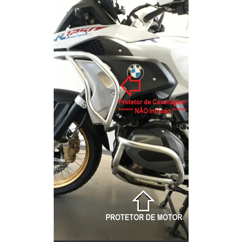 R1250 GS protetor motor inox BMW vista lateral MOTOTOP