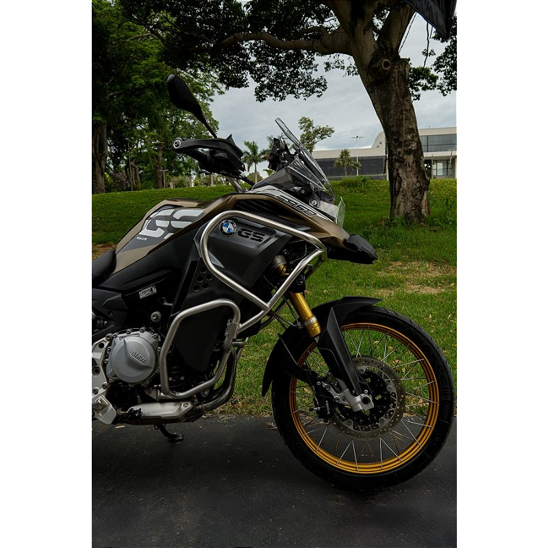 Protetor carenagem F850 GS Adventure inox instalado moto MOTOTOP