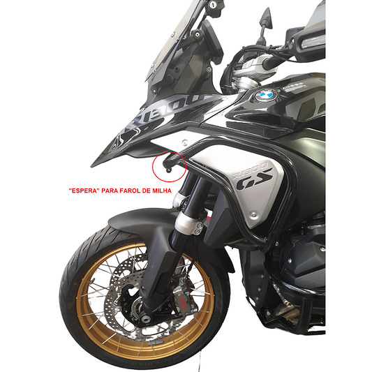 Protetor carenagem R1300 GS com suporte farol milha preto vista frontal MOTOTOP