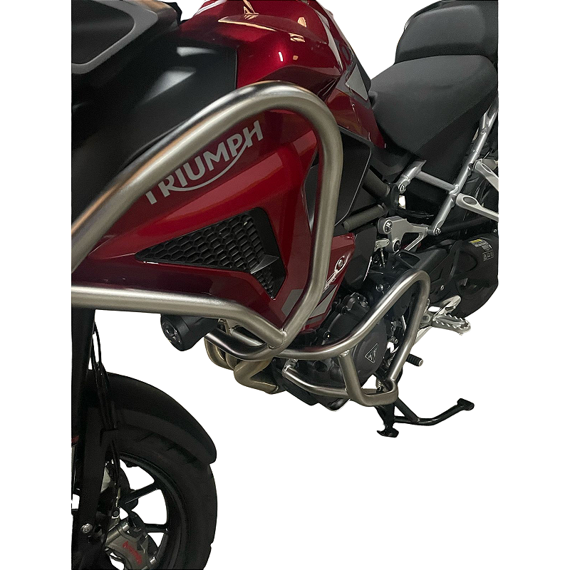 Protetor inox Tiger 1200 GT Pro carenagem motor angulo diagonal MOTOTOP
