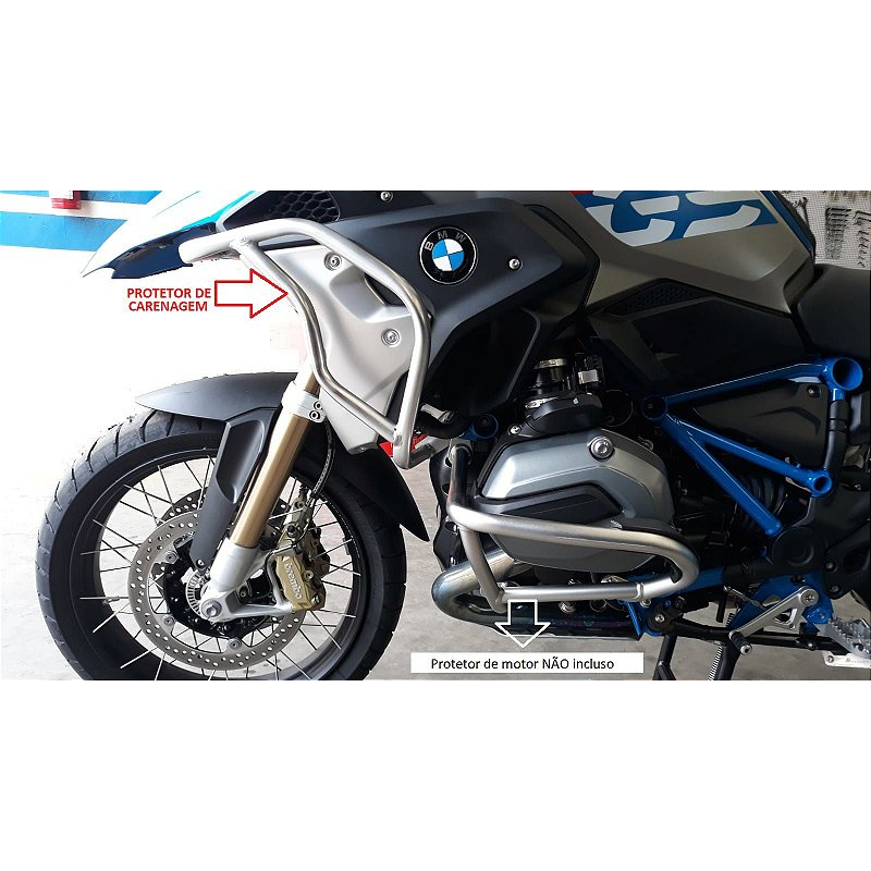 Protetor carenagem R1200 GS inox 2013 2023 angulo diagonal MOTOTOP
