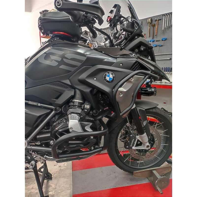 Protetor motor carenagem R1250 GS preto semi brilho detalhe fixacao MOTOTOP