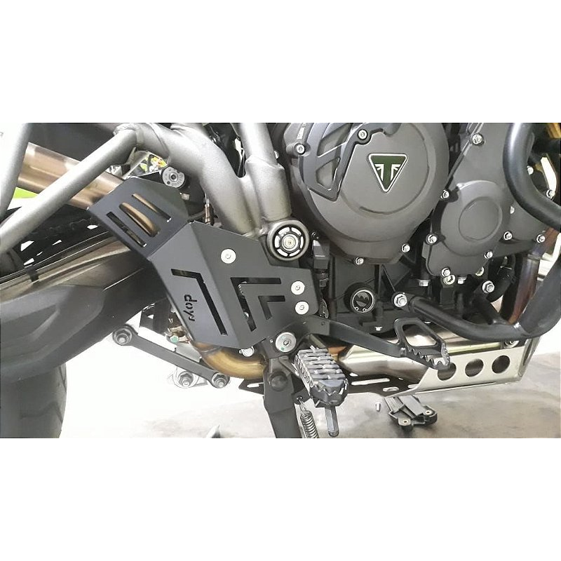 Protetor cilindro traseiro escapamento Tiger 800 angulo diagonal MOTOTOP