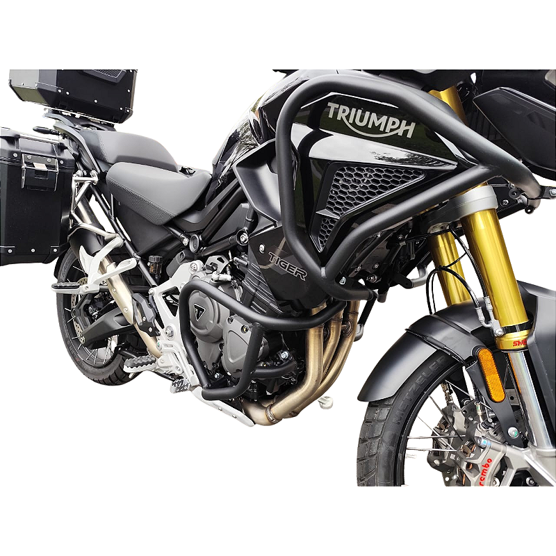 Protetor motor carenagem Tiger 1200 Rally Black Edition angulo diagonal MOTOTOP