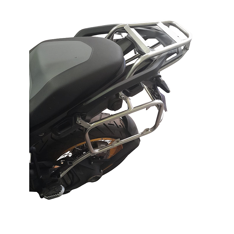 R1300 GS suporte traseiro inox laterais central instalado moto MOTOTOP
