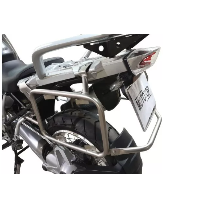 R1250 GS suporte lateral inox R1200 GS instalado moto MOTOTOP