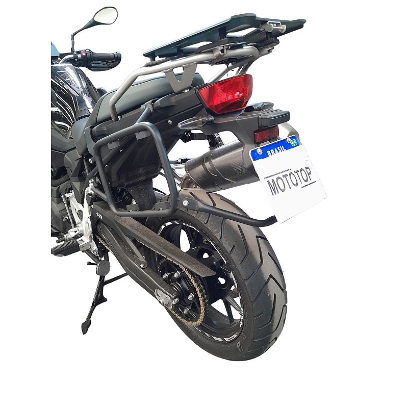 Suporte inox BMW F800 GS 2024 traseiro angulo diagonal MOTOTOP