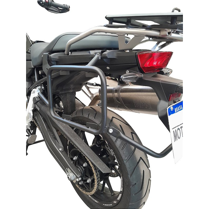Suporte lateral BMW F800 GS 2024 inox vista frontal MOTOTOP