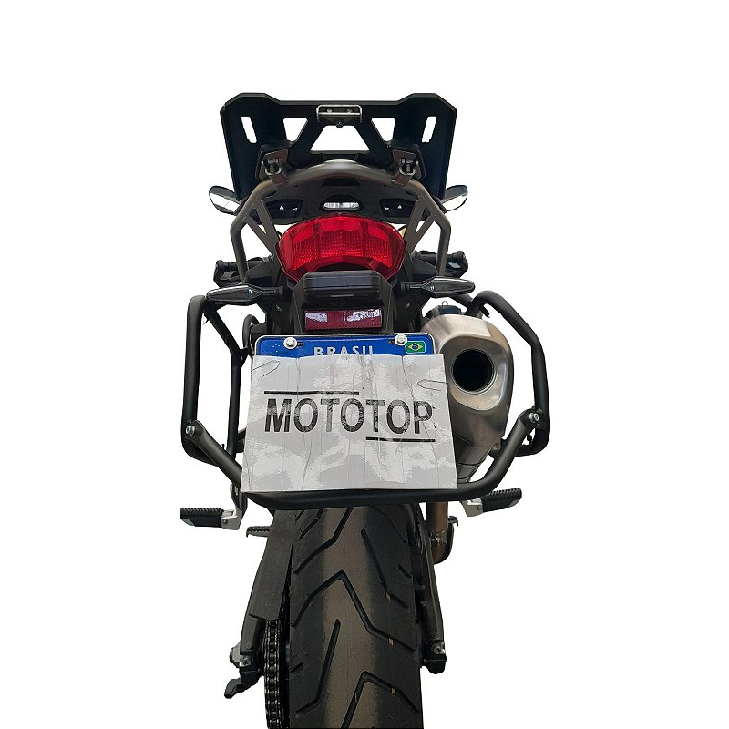 BMW F800 GS 2024 suporte lateral inox vista traseira MOTOTOP